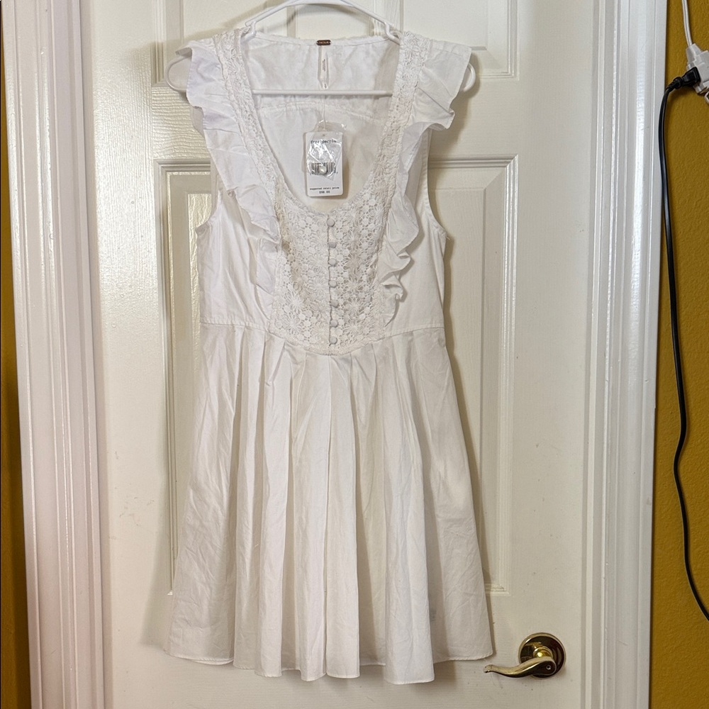 Free People White Dress with Lace and Ruffles